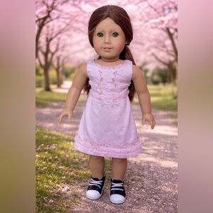 American Girl Pink Embroidered Dress – Doll Dress Only